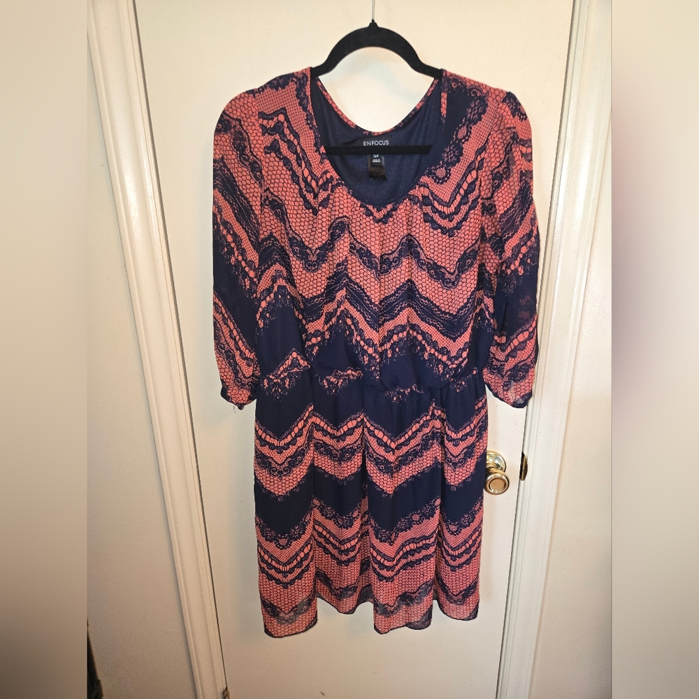 Chic Pink and Blue Patterned Dress